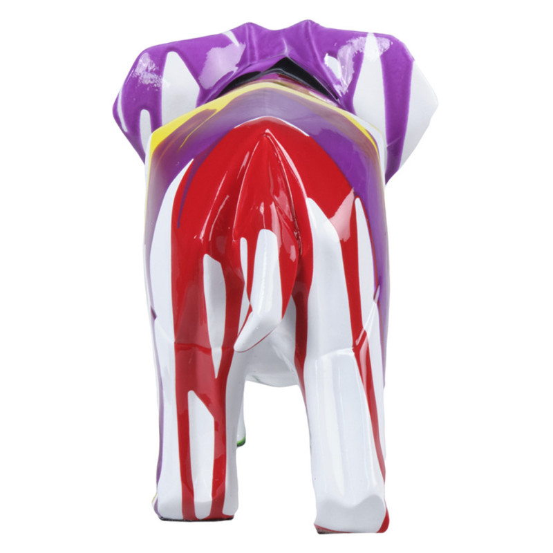 Statue éléphant géométrique coulure noir et multicolore H20 cm - DUMBO