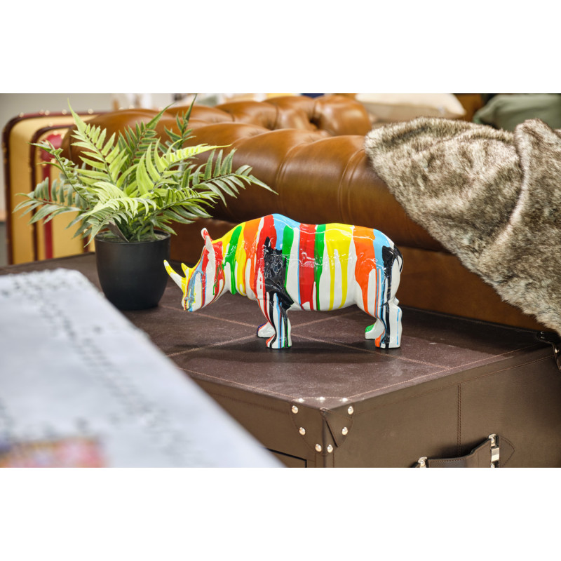 Statue Rhinocéros couleurs jets de peinture