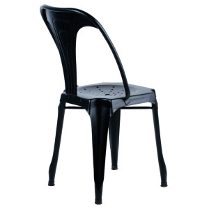 Lot de 2 Chaises en Métal Noir avec Perforations sur l'Assise - Style Industriel - METALICA