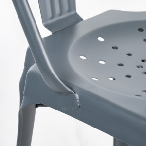 Lot de 2 Chaises en Métal Gris avec Perforations sur l'Assise - Style industriel - METALICA