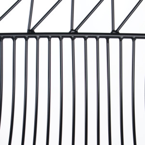 Lot de 2 tabourets de bar filaires en métal noir avec motifs géométriques repose-pieds et coussin en simili - KIRK