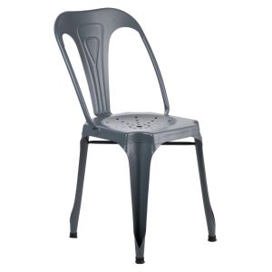 Lot de 2 Chaises en Métal Gris avec Perforations sur l'Assise - Style industriel - METALICA