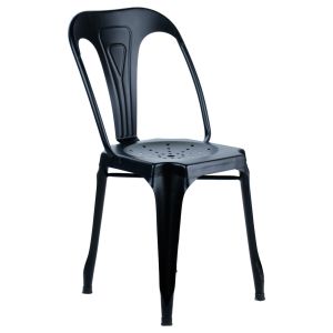 Lot de 2 Chaises en Métal Noir avec Perforations sur l'Assise - Style Industriel - METALICA