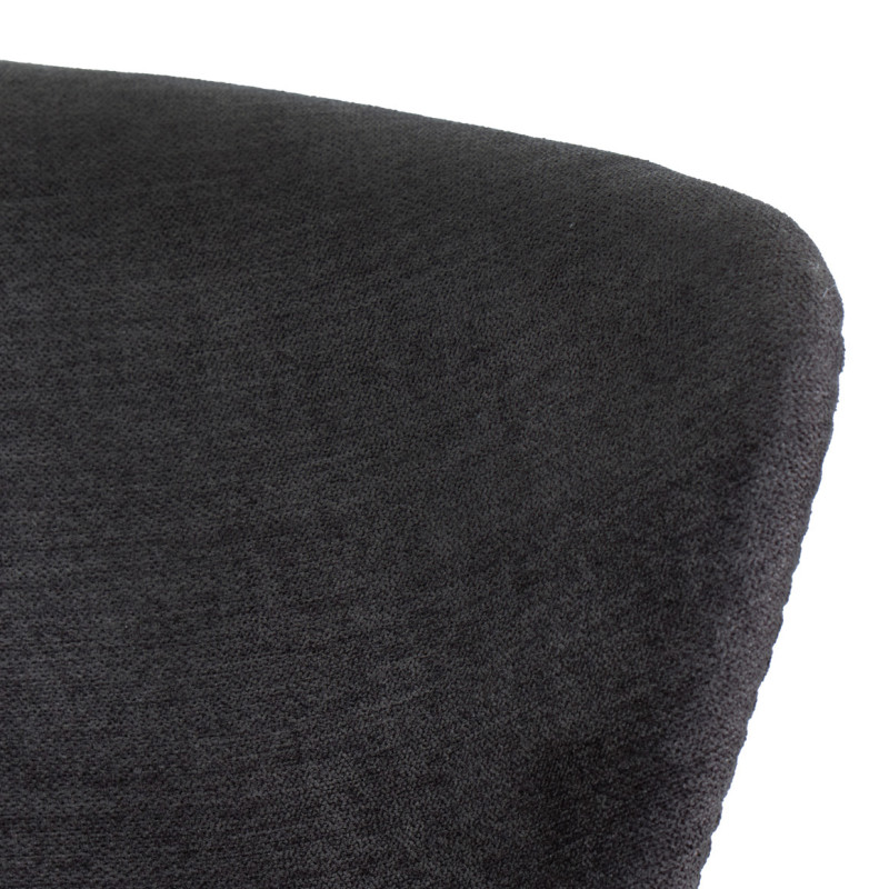 Lot de 2 Chaises en Tissu Gris Anthracite avec Dossier Enveloppant et Piètement en Métal Effet Bois - FOCA