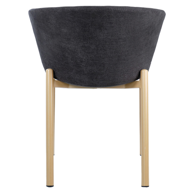 Lot de 2 Chaises en Tissu Gris Anthracite avec Dossier Enveloppant et Piètement en Métal Effet Bois - FOCA