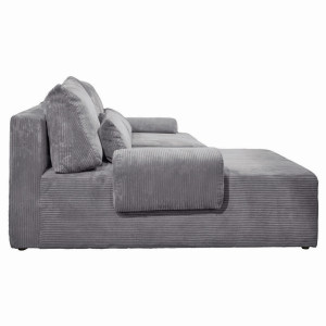 Canapé d'Angle Réversible et Convertible Revêtement Velours Gris Côtelé avec Accoudoirs et Coussins - Design Moderne - LESTER