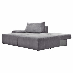 Canapé d'Angle Réversible et Convertible Revêtement Velours Gris Côtelé avec Accoudoirs et Coussins - Design Moderne - LESTER