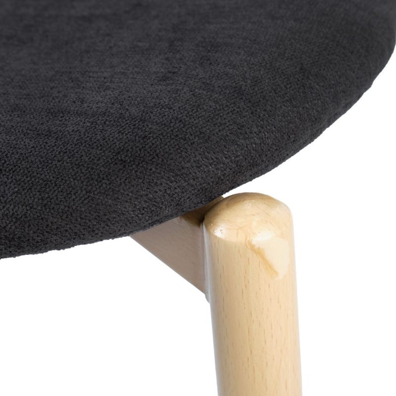 Lot de 2 Chaises en Tissu Gris Anthracite avec Dossier Enveloppant et Piètement en Métal Effet Bois - FOCA