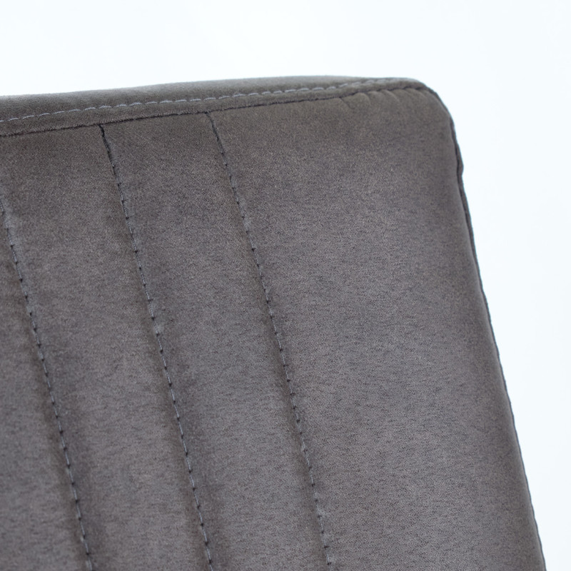 Chaise avec accoudoirs en microfibre gris anthracite rembourré et pieds luge en métal noir - GIGI