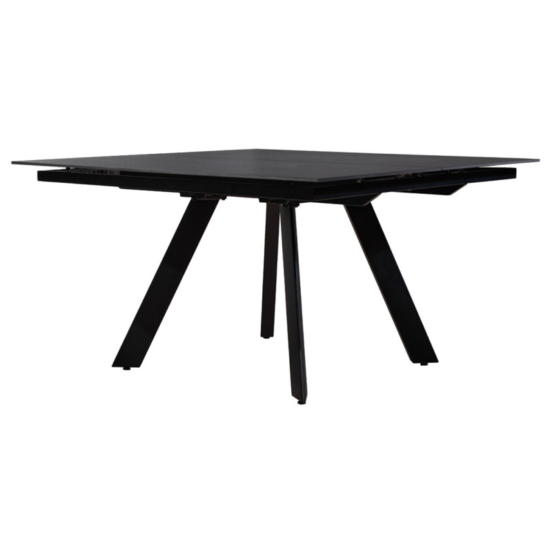 Table de Repas Carré Extensible 190 x 140 cm avec Plateau en Céramique Gris Anthracite et Pieds Évasés en Métal - RYUK