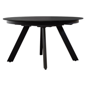 Table de Repas Ronde Extensible 190 x 140 cm avec Plateau en Céramique Gris Anthracite et Pieds Évasés en Métal - RYUK