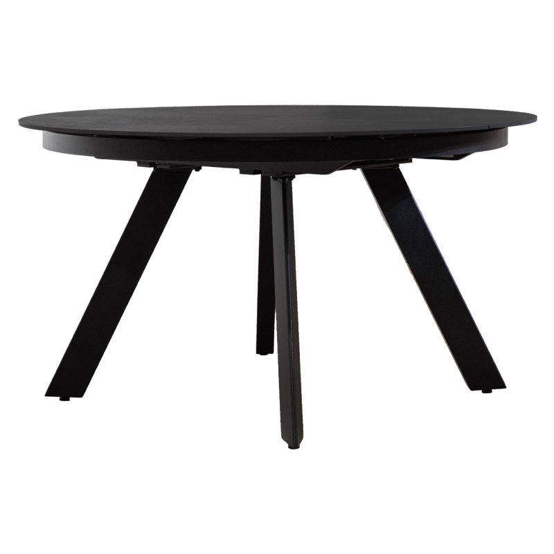 Table de Repas Ronde Extensible 190 x 140 cm avec Plateau en Céramique Gris Anthracite et Pieds Évasés en Métal - RYUK