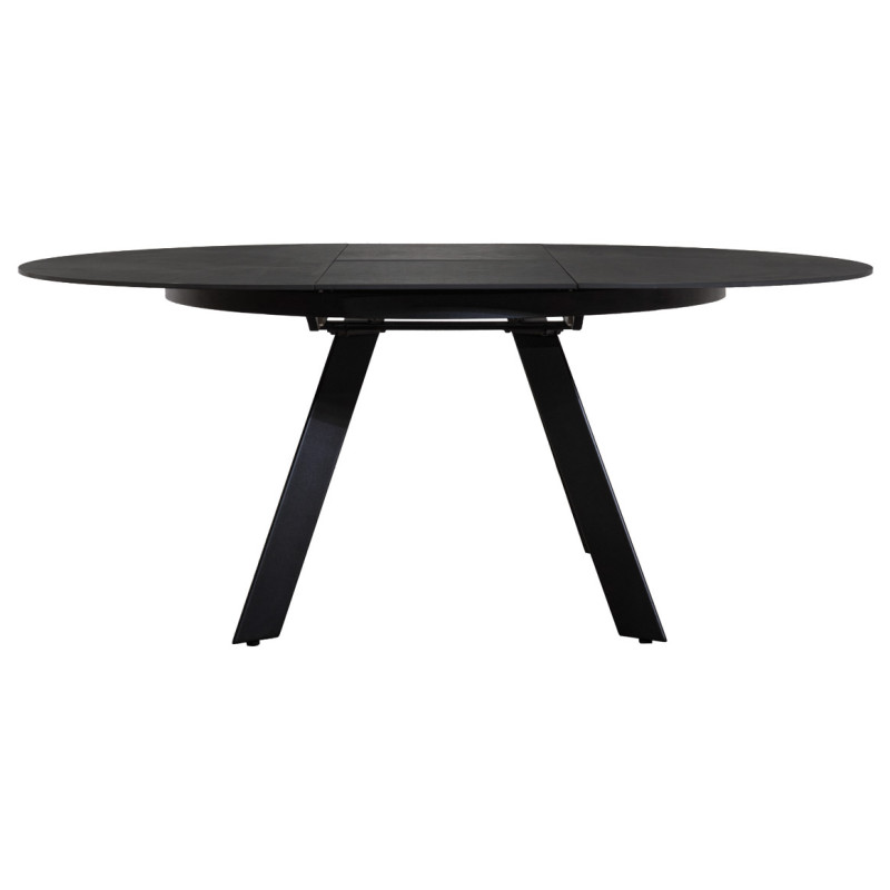 Table de Repas Ronde Extensible 190 x 140 cm avec Plateau en Céramique Gris Anthracite et Pieds Évasés en Métal - RYUK