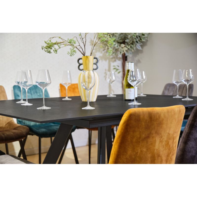 Table carré extensible 140 à 190 cm céramique gris anthracite - RYUK