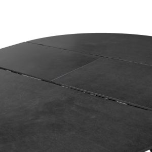 Table de Repas Ronde Extensible 190 x 140 cm avec Plateau en Céramique Gris Anthracite et Pieds Évasés en Métal - RYUK