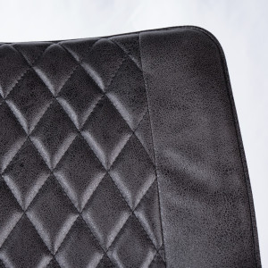 Lot de 2 tabourets Tissu Simili Noir avec piétement métal - Design Contemporain - MANHATTAN