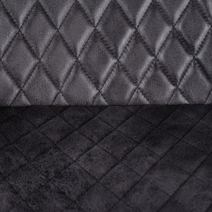 Lot de 2 tabourets Tissu Simili Noir avec piétement métal - Design Contemporain - MANHATTAN