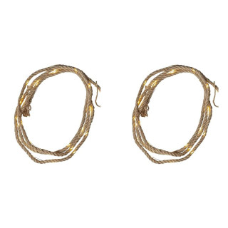 Lot de 2 cordes lumineuses de décoration de Noël en toile de jute 200 cm Style Naturel et Chaleureux - ASPEN