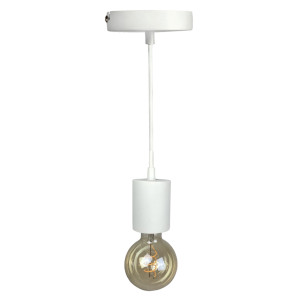 Lot de 2 suspensions lumineuses en béton blanc avec câble blanc ajustable - cuisine salle à manger - CALO 5225