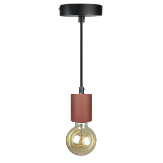 Lot de 2 suspensions lumineuses en béton rouge avec câble noir ajustable cuisine salle à manger - CALO 5164