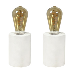 Lot de 2 lampes de chevet en béton blanc H12 cm - Style Moderne et Minimaliste - CALO 4969