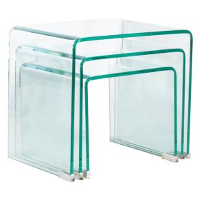 Set de 3 Tables d'Appoint Gigognes Rectangulaires en Verre Trempé H. 36 cm - ICE