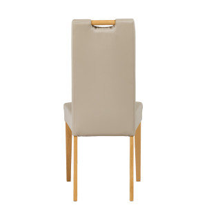 Lot de 2 chaises de salle à manger en simili beige et pieds chêne massif style classique et traditionnel - FABIA