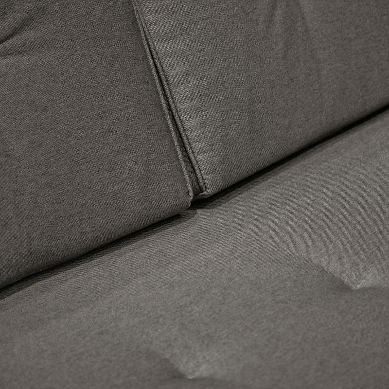 Canapé 3 Places L. 190 cm Revêtement Tissu Chiné Gris Anthracite Dossier Capitonnés avec Pieds en Bois - TRUDY