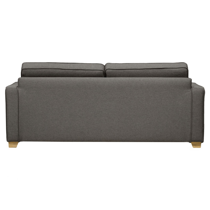 Canapé 3 Places L. 190 cm Revêtement Tissu Chiné Gris Anthracite Dossier Capitonnés avec Pieds en Bois - TRUDY