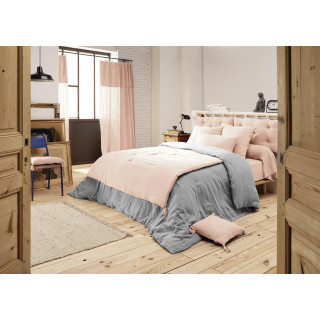 Édredon 150 x 150 cm Gaze de Coton Rose et Polyester avec Capitonnage Léger et 4 Pompons - Linge de Lit - PEPA 2