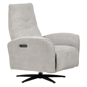 Fauteuil Relax Électrique Rotatif 360° Tissu Doux Microfibre Gris Clair avec Boutons Inclinaisons Prise USB - TIMEO