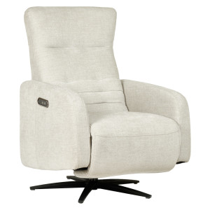 Fauteuil Relax Électrique Rotatif 360° Tissu Doux Microfibre Écru avec Boutons Inclinaisons Prise USB - CLEO