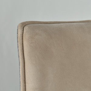 Chaise pivotante 360° en velours beige et tissu gris chiné forme ergonomique et pieds évasés en métal noir - DIANE