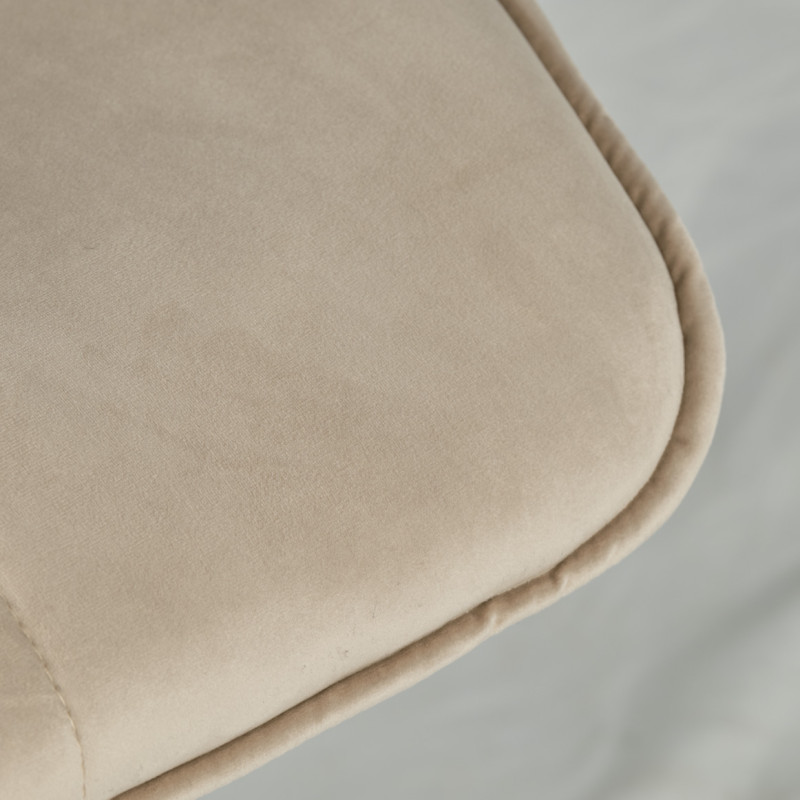 Chaise pivotante 360° en velours beige et tissu gris chiné forme ergonomique et pieds évasés en métal noir - DIANE