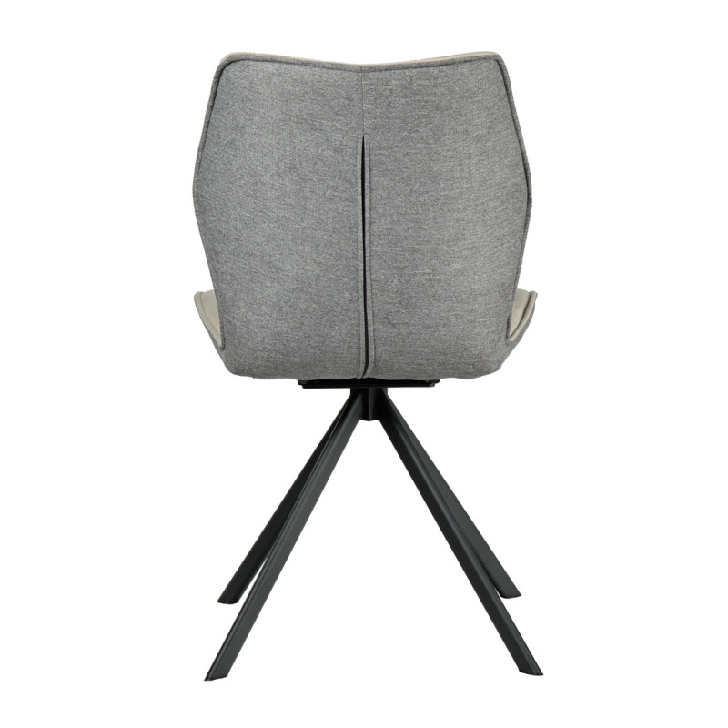Chaise pivotante 360° en velours beige et tissu gris chiné forme ergonomique et pieds évasés en métal noir - DIANE