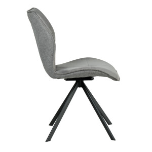 Chaise pivotante 360° en velours gris foncé et tissu gris chiné forme ergonomique et pieds évasés en métal noir - DIANE