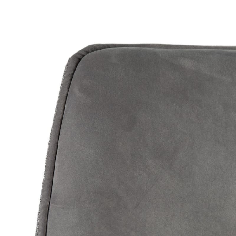 Chaise pivotante 360° en velours gris foncé et tissu gris chiné forme ergonomique et pieds évasés en métal noir - DIANE