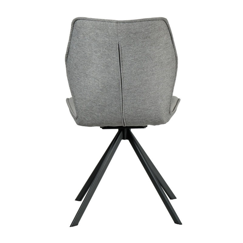 Chaise pivotante 360° en velours gris foncé et tissu gris chiné forme ergonomique et pieds évasés en métal noir - DIANE