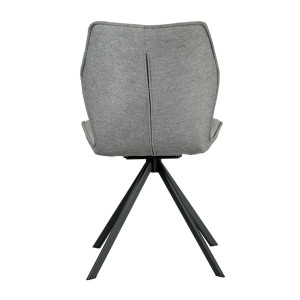 Lot de 2 chaises pivotantes 360°  velours gris foncé et tissu gris chiné  et pieds évasés en métal noir - DIANE