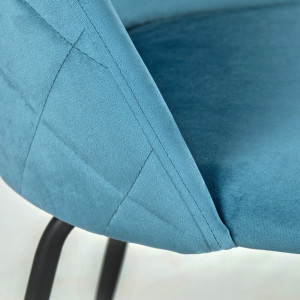 Lot de 2 Chaises en Velours Bleu Capitonnée avec Piètement en Métal Noir - FARA