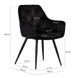 Chaise en Velours et Piètement en Métal Gris Anthracite - Ultra Confort Design Contemporain - STERN