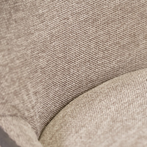 Chaise en tissu taupe chiné avec liseré rembourrage épais et moelleux pieds évasés en métal noir - MARTA