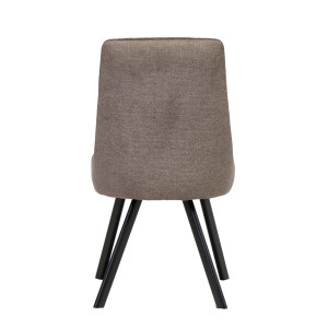 Chaise en tissu taupe chiné avec liseré rembourrage épais et moelleux pieds évasés en métal noir - MARTA