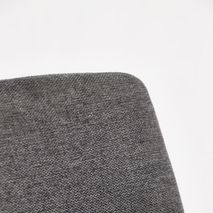 Chaise en tissu gris anthracite chiné avec liseré rembourrage épais et moelleux pieds évasés en métal noir - MARTA