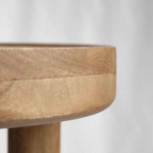 Table d'appoint ronde diamètre 40 cm en bois de manguier et plateau marbre blanc - Naturel et exotique - AVRIL