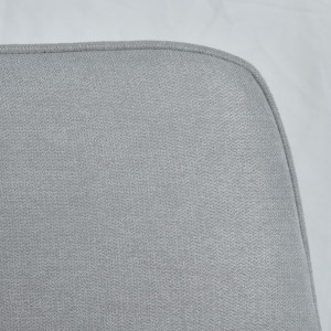 Chaise fauteuil de table en lin gris pivotant 360° capitonné accoudoirs et pieds évasés métal noir - TARGO