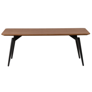 Table basse 120 cm plaquée en bois de noyer foncé avec pieds en métal noir - CARSON