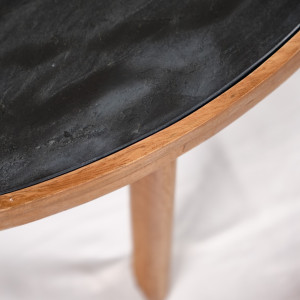 Table basse ronde 90 cm en bois de manguier massif et plateau marbre noir - OCALA