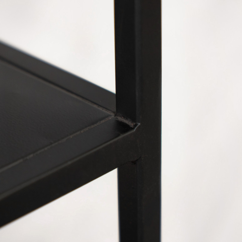 Console L.140 cm avec 3 Étagères Déstructurées en Métal Noir - Style Industriel et Moderne - PAMELA