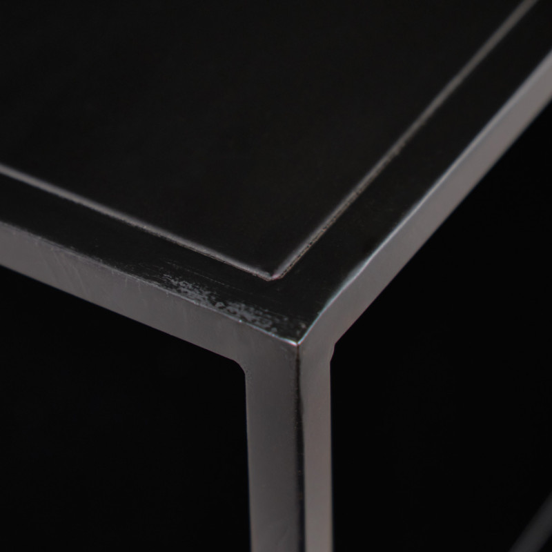 Console L.140 cm avec 3 Étagères Déstructurées en Métal Noir - Style Industriel et Moderne - PAMELA